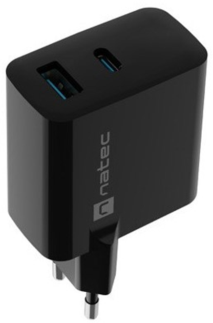 Ładowarka sieciowa NATEC Ribera GaN USB-A + USB-C 65 W NUC-2145 Black (5901969444261) - obraz 2