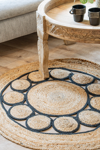 Dywan Home Styling Collection boho okrągły z juty 90 cm Brązowy (8720573404280) - obraz 3