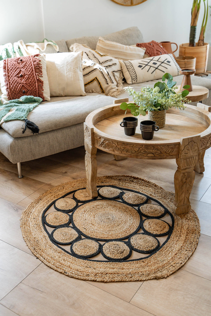 Dywan Home Styling Collection boho okrągły z juty 90 cm Brązowy (8720573404280) - obraz 5