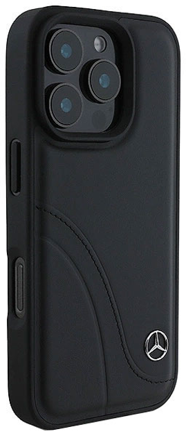 Etui Mercedes-Benz Curved Stitches Leather dla Apple iPhone 16 PRO Black (MEHCP16L23RBCSK) - obraz 4