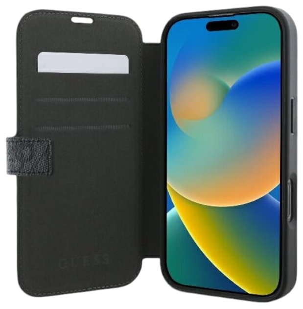 Etui z klapką Guess Book 4G Metal Logo do Apple iPhone 16 Pro Black (GUBKP16L4GMGGR) - obraz 5