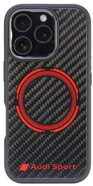 Etui Audi Carbon Fiber Sport z MagSafe do Apple iPhone 16 Pro Black/Red (6955250227810) - obraz 1