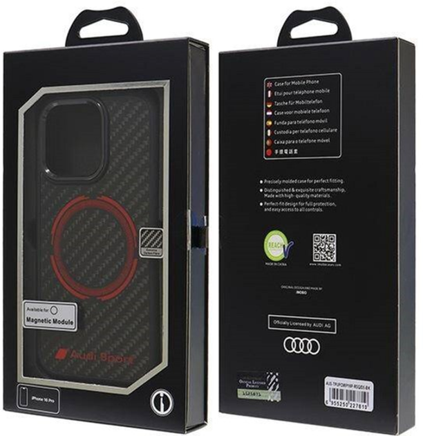 Etui Audi Carbon Fiber Sport z MagSafe do Apple iPhone 16 Pro Black/Red (6955250227810) - obraz 7