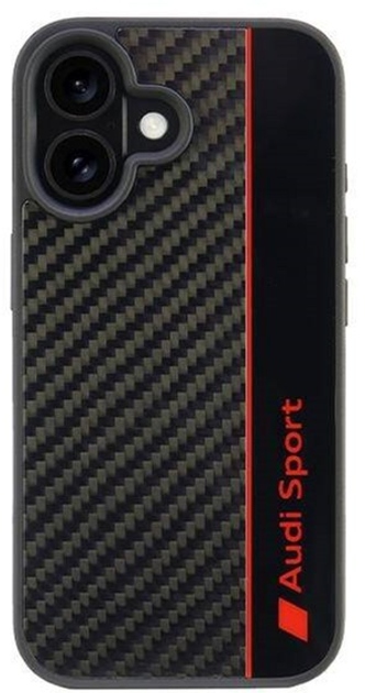 Панель Audi Carbon Fiber Stripe для Apple iPhone 16 Black/Red (6955250227889) - зображення 1