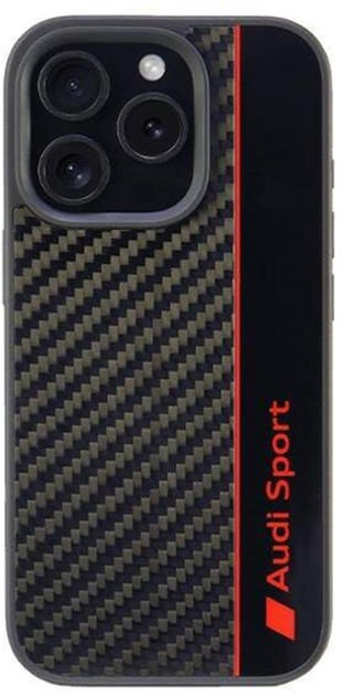 Панель Audi Carbon Fiber Stripe для Apple iPhone 16 Pro Black/Red (6955250227896) - зображення 1