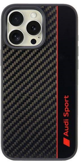 Панель Audi Carbon Fiber Stripe для Apple iPhone 16 Pro Max Black/Red (6955250227919) - зображення 1