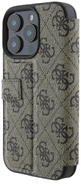 Чохол-книжка Guess Book 4G Metal Logo для Apple iPhone 16 Pro Max Brown (GUBKP16X4GMGBR) - зображення 4