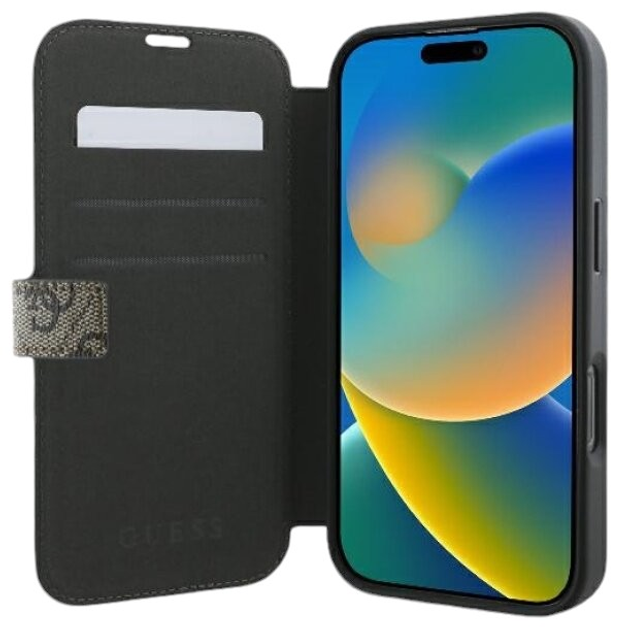 Чохол-книжка Guess Book 4G Metal Logo для Apple iPhone 16 Pro Max Brown (GUBKP16X4GMGBR) - зображення 5