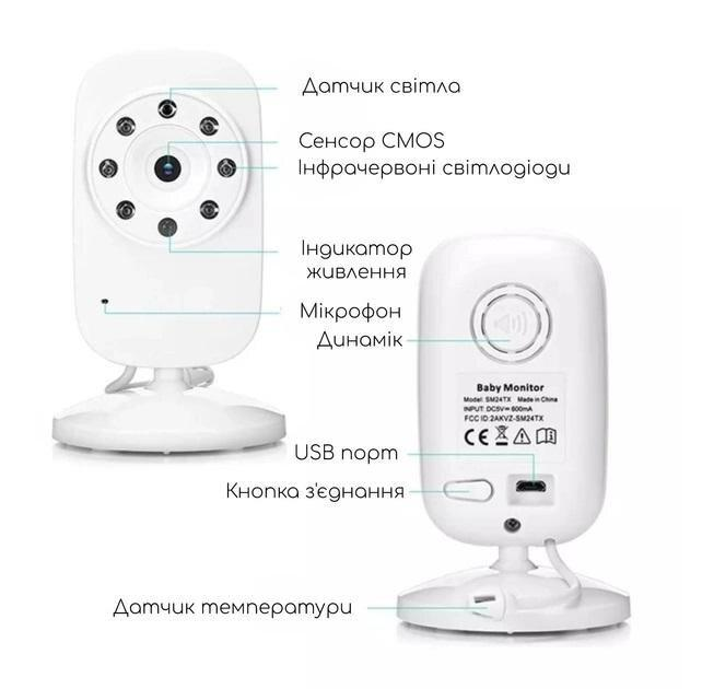 Видеоняня Baby Monitor SM-24, беспроводная радионяня с портативным дисплеем и измерением температуры Поворотная радионяня с энергосберегающим режимом - изображение 14
