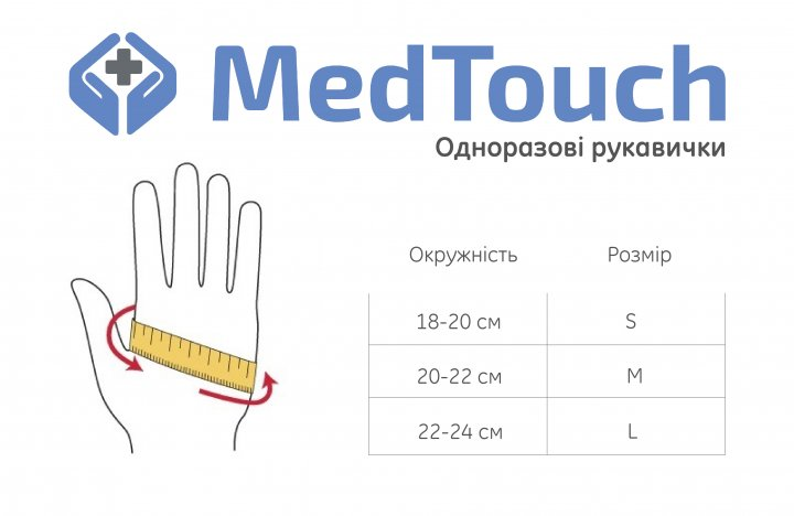 Нітрилові рукавички, розмір XS. MedTouch, блакитні - изображение 2