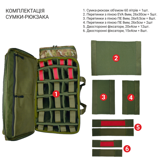 Тактична сумка рюкзак сапера вибухотехніка DERBY UniCase-60L мультикам - зображення 2