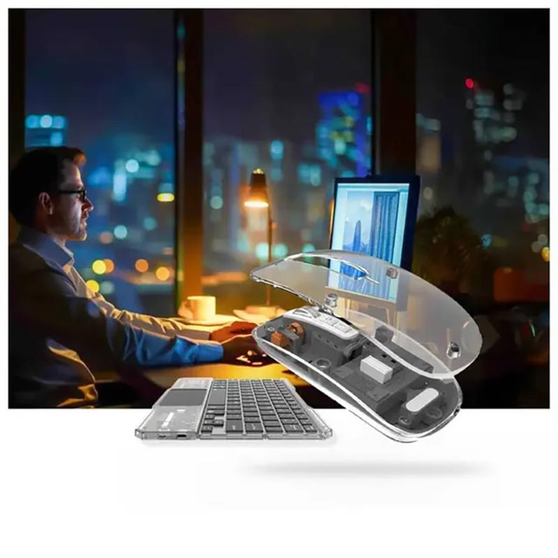 Трёхканальный набор клавиатуры с мышью KB-333 Wireless 2,4Ghz + Bluetooth в прозрачном корпусе с подсветкой RGB - изображение 14