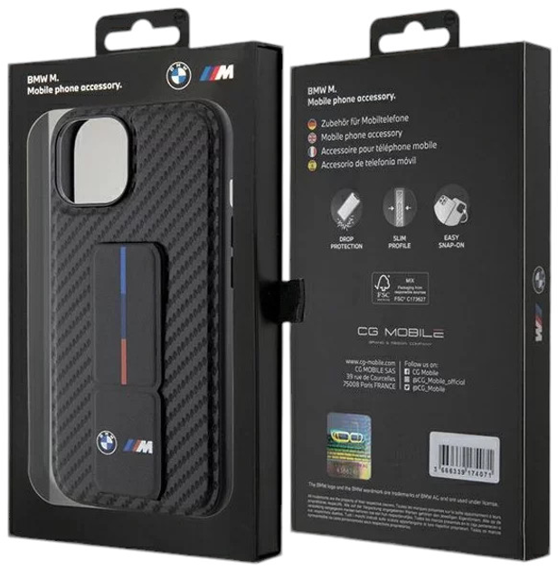 Чохол CG Mobile BMW M Grip Stand Carbon для Apple iPhone 16 Black (BMHCP16SGSPCCK) - зображення 8