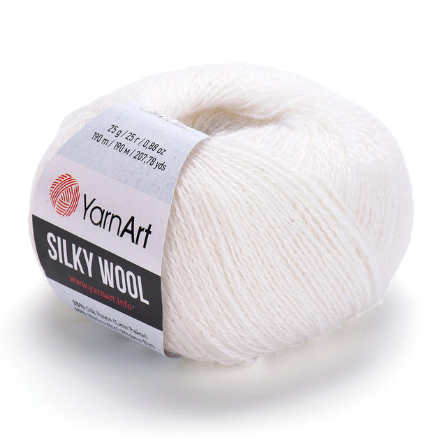 Пряжа YarnArt Silky Wool | ЯрнАрт Сілкі Вул 347 білий – фото, отзывы ...
