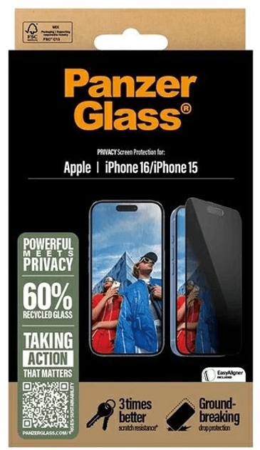 Захисне скло PanzerGlass Privacy Screen Protector для Apple iPhone 15/16 Ultra-Wide Fit (5715685002458) - зображення 4