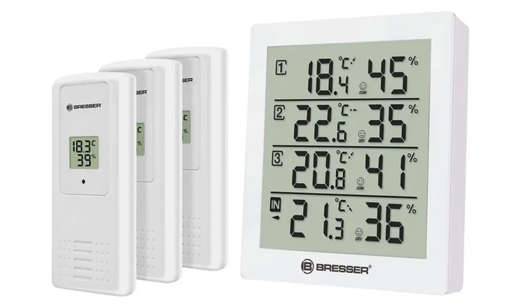Метеостанція Bresser Станція вимірювання температури та вологості TEMEO HYGRO QUADRO, білий (М11470203) - изображение 1