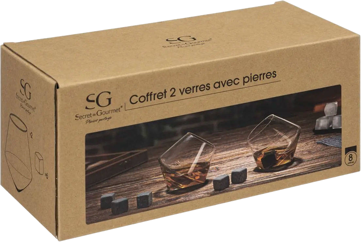 Zestaw barmański Secret de Gourmet szklanki do whisky 2 x 30 ml + kostki (3560231616991) - obraz 3