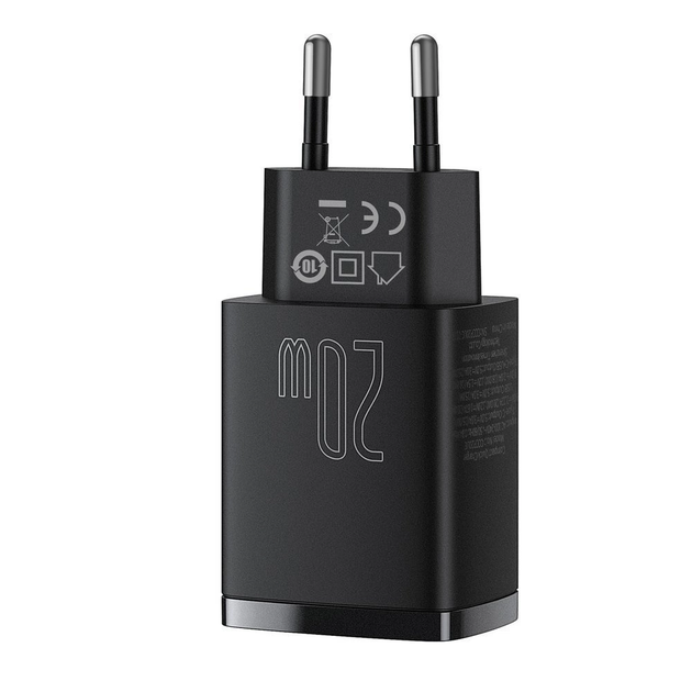 Сетевое зарядное устройство BASEUS Compact Fast Charger 20W 3A EU USB + Type-C Power Delivery + QC3.0 Black (CCXJ-B01) - Фото 4 Сетевое зарядное устройство BASEUS Compact Fast Charger 20W 3A EU USB + Type-C Power Delivery + QC3.0 Black (CCXJ-B01) - изображение 4