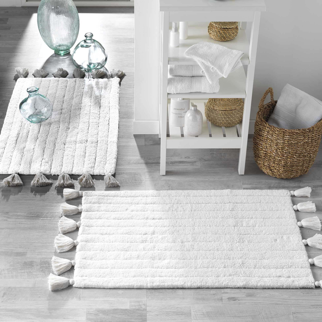 Dywanik łazienkowy Douceur d'intérieur Minatis z frędzlami 100% bawełny 50 x 80 cm szary (3574388016283) - obraz 3