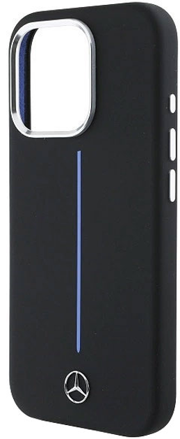 Панель Mercedes-Benz Silicone Blue Stripe MagSafe для iPhone 16 PRO Black (MEHMP16L23SUMBK) - зображення 2