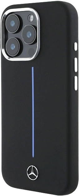 Панель Mercedes-Benz Silicone Blue Stripe MagSafe для iPhone 16 PRO Black (MEHMP16L23SUMBK) - зображення 4
