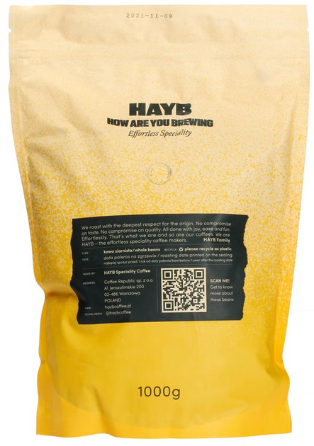 Kawa ziarnista Hayb Yellow Espresso Blend 1 kg (5904844570079) - obraz 2