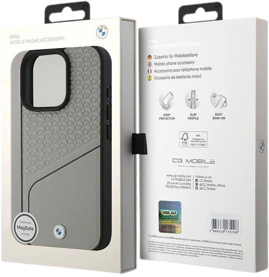 Etui CG Mobile BMW Sign Leather Textured MagSafe do Apple iPhone 16 Pro Grey (BMHMP16L23RDCLG) - obraz 7