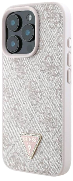 Панель Guess Hardcase Leather 4G Triangle Strass для Apple iPhone 16 Pro Pink (GUHCP16LP4TDPP) - зображення 2