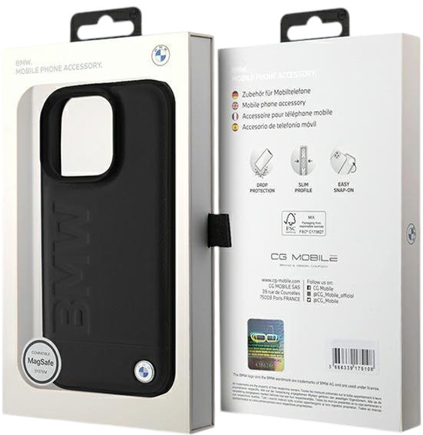Etui CG Mobile BMW Leather Hot Stamp MagSafe do Apple iPhone 16 Pro Black (BMHMP16LSLLBK) - obraz 8