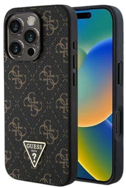 Etui Guess Hardcase New 4G Triangle do Apple iPhone 16 Pro Black (GUHCP16LPG4GPK) - obraz 1