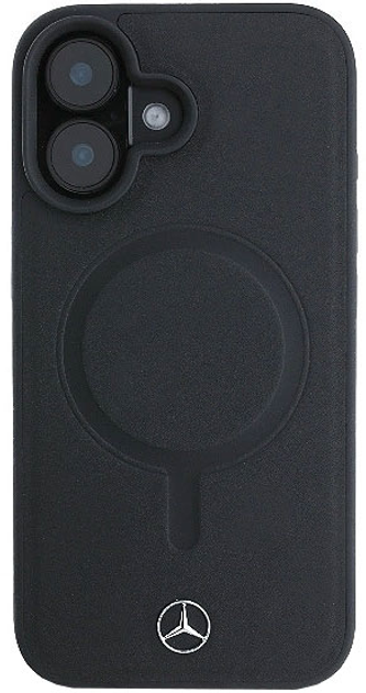 Панель Mercedes-Benz Plain Smooth Leather MagSafe для iPhone 16 Black (MEHMP16S23RCMK) - зображення 1