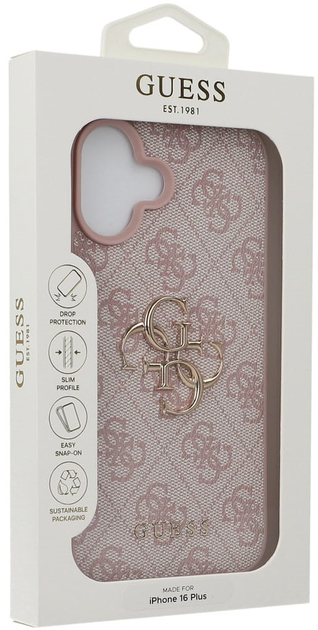 Etui Guess Hardcase 4G Big Logo do Apple iPhone 16 Plus Pink (GUHCP16M4GMGPI) - obraz 5