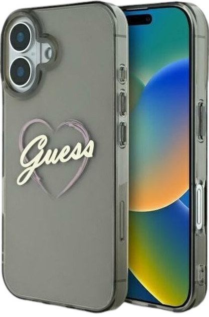 Etui Guess Hardcase IML Heart do Apple iPhone 16 Plus Black (GUHCP16MHCHGSPK) - obraz 1