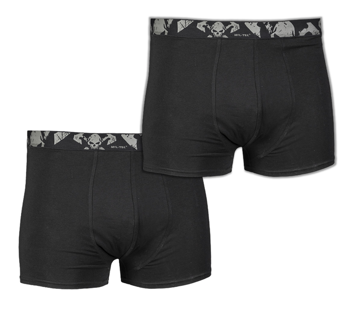 Набір Труси чоловічі Mil-Tec 2 пари боксери M Чорні Boxer Shorts Skull 2-pack M Black (11200102-903-M) - Фото 1 Набір Труси чоловічі Mil-Tec 2 пари боксери M Чорні Boxer Shorts Skull 2-pack M Black (11200102-903-M) - изображение 1