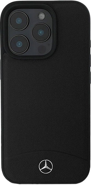 Etui Mercedes-Benz Textured And Plain Leather MagSafe dla iPhone 16 PRO MAX Black (MEHMP16X23RBARK) - obraz 1