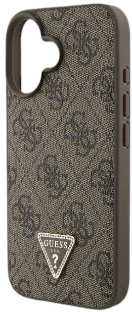 Etui Guess Hardcase Leather 4G Triangle Strass do Apple iPhone 16 Plus Brown (GUHCP16MP4TDPW) - obraz 6