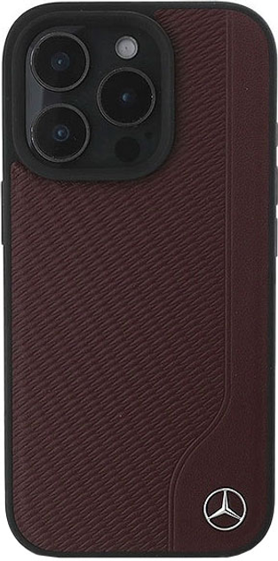 Панель Mercedes-Benz Wood Imitation Leather MagSafe для iPhone 16 PRO MAX Red (MEHMP16X23RBGVR) - зображення 1