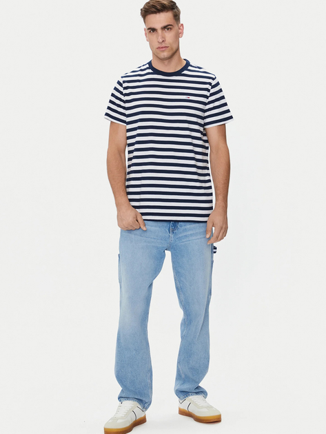 T-shirt męski bawełniany w paski Tommy Hilfiger DM0DM20420-C1G S Niebieski (8720637000410) - obraz 3