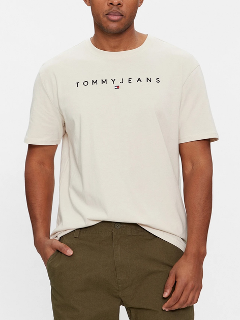 Koszulka męska bawełniana Tommy Jeans DM0DM17993-ACG XL Beżowa (8720645962908) - obraz 1