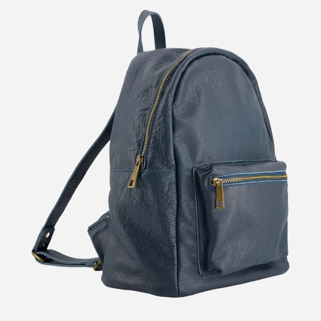 Plecak damski skórzany VENEZIA G004LEBUPLE100 Niebieski (5906140581452) - obraz 3