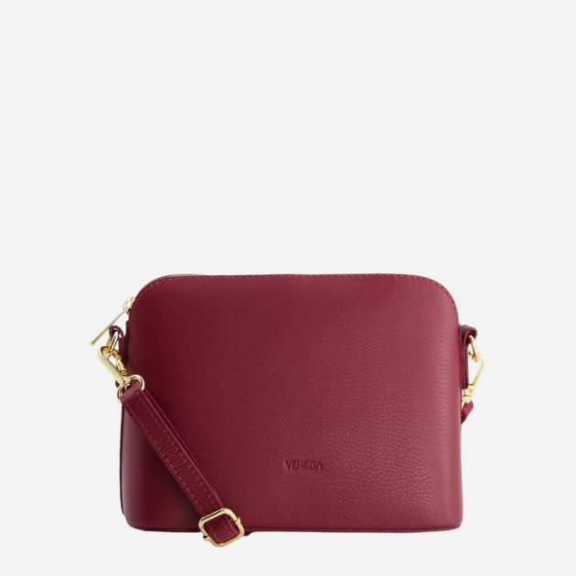 Torebka crossbody damska ze skóry naturalnej VENEZIA M004LEBOTOR114 Bordowa (5906140581711) - obraz 1