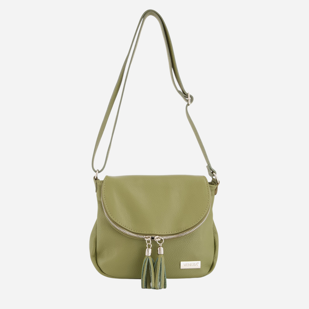 Torebka crossbody damska ze skóry naturalnej VENEZIA W005LEGRTOR097 Zielona (5906140572092) - obraz 1