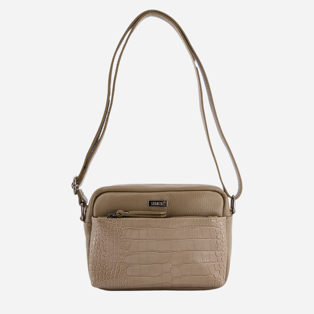 Torebka crossbody damska ze skóry naturalnej VENEZIA D001LEBRTOR072 Brązowa (5906140573785) - obraz 1