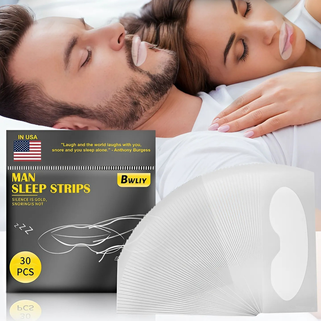 Смужки антихрап ротова стрічка від хропіння Man Sleep Strips 30 шт - зображення 1