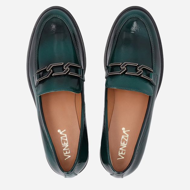 Loafersy damskie lakierowane VENEZIA E011PAGROBM061 36 23.5 cm Ciemnozielone (5906140555927) - obraz 5
