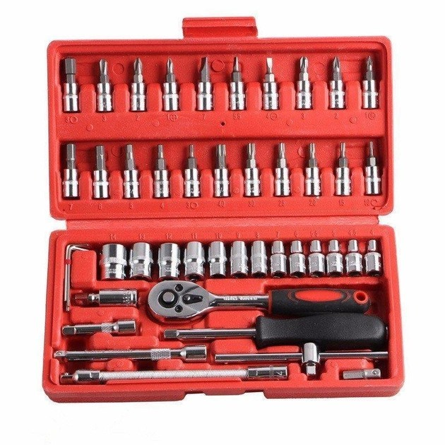 Автомобильный набор ручных инструментов Tool Set 46 предметов в ударопрочном кейсе Красный (АК-5976) - Фото 1 Автомобильный набор ручных инструментов Tool Set 46 предметов в ударопрочном кейсе Красный (АК-5976) - изображение 1