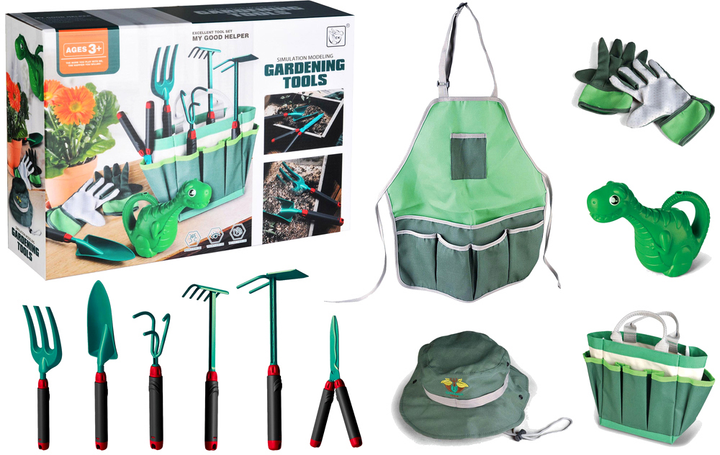 Ogrodowy zestaw do zabawy LEAN Toys Gardening Tools 11 elementów Zielony (5905214976200) - obraz 1