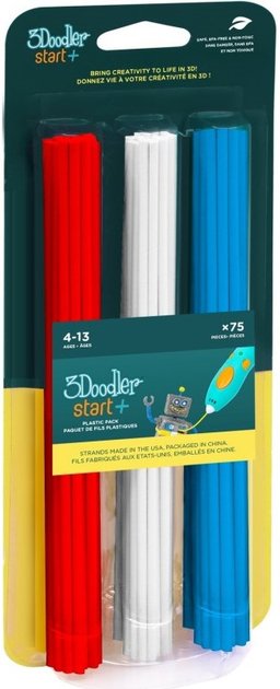 Filament do 3D dlugopisu 3Doodler 2.5 mm 75 szt. 3DS-ECO-MIX1-75 Red/White/Blue (817005023862) - obraz 1