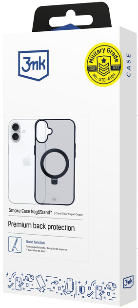 Панель 3mk Smoke Case Mag&Stand для Apple iPhone 16 Plus Black (5903108597227) - зображення 3