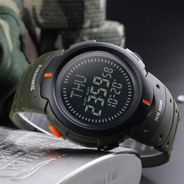 Наручний чоловічий годинник Skmei 1231AG з підсвічуванням 5 АТМ Army Green (7_01121) - зображення 4
